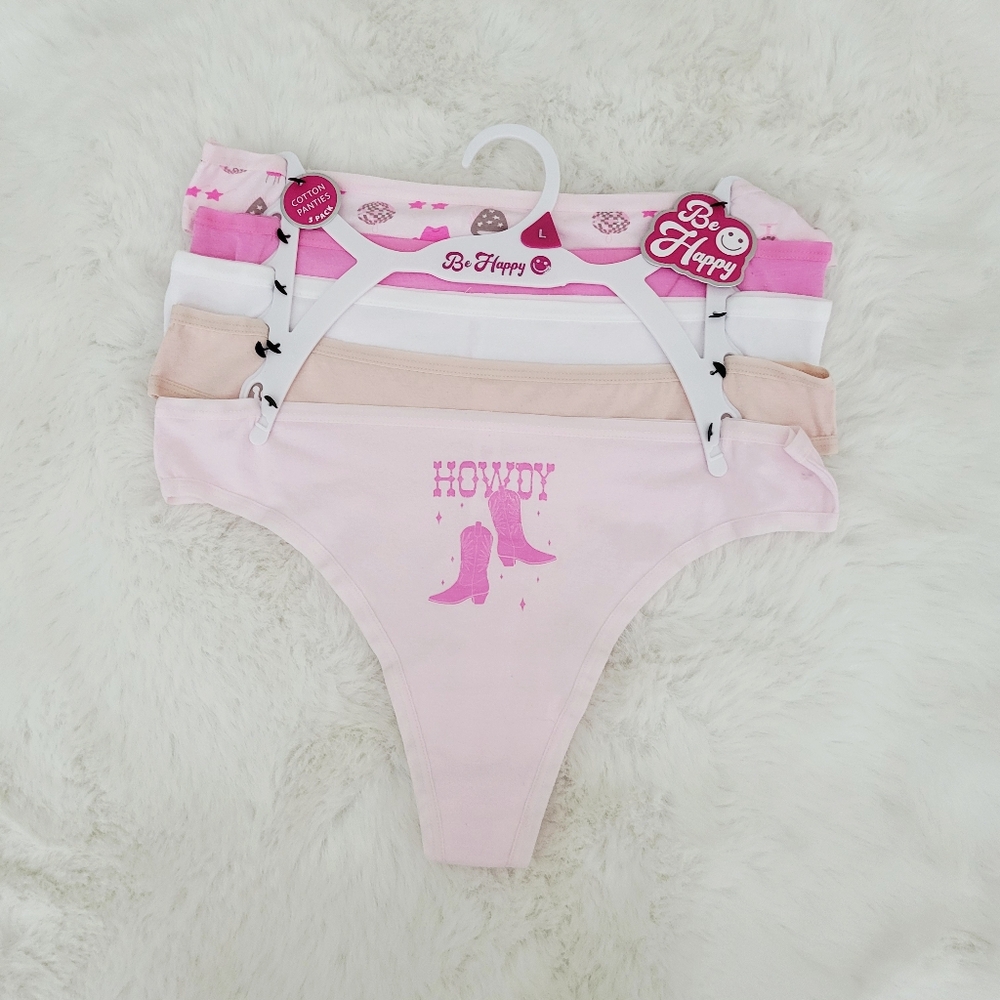 BE HAPPY 5-PACK COTTON PANTIES SIZE L
